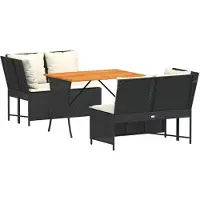 vidaXL Ensemble de salon de jardin 3 pièces avec coussins noir poly rotin