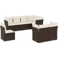 vidaXL Ensemble de jardin canapé 8 pièces avec coussins Marron Poly rotin