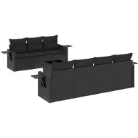 vidaXL Ensemble de jardin canapé 8 pièces avec coussins noir poly rotin
