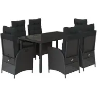 vidaXL Ensemble de jardin 7 pièces avec coussins Noir Poly Rattan