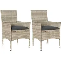 vidaXL Chaises de jardin avec coussins 2 pcs. Gris clair Poly rotin