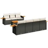 vidaXL Ensemble de jardin canapé 8 pièces avec coussins noir poly rotin