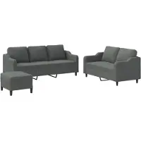 vidaXL Ensemble de canapés 3 pièces avec coussins Tissu gris foncé
