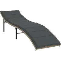 vidaXL Chaise longue avec coussin gris clair 55x199x50 cm Poly rotin