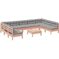 vidaXL Ensemble de 10 canapés de jardin avec coussins en bois massif de douglas