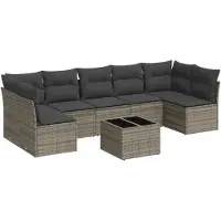 vidaXL Ensemble de jardin canapé 8 pièces avec coussins Gris Poly rotin