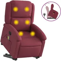 vidaXL Fauteuil de massage avec releveur vin rouge Tissu