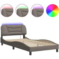 vidaXL Cadre de lit avec LED sans matelas "Hvar" Taupe 100x200 cm Tissu