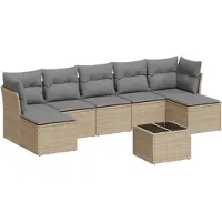 vidaXL Ensemble de jardin canapé 8 pièces avec coussins Beige Poly Rattan