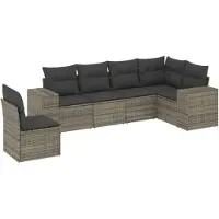 vidaXL Ensemble de salon de jardin 6 pièces avec coussins Gris Poly rotin