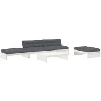 vidaXL Ensemble salon de jardin 5 pièces avec coussins blanc bois massif