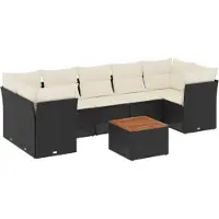 vidaXL Ensemble de jardin canapé 8 pièces avec coussins noir poly rotin