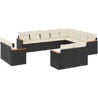vidaXL Ensemble de 12 canapés de jardin avec coussins noir poly rotin