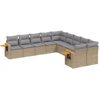 vidaXL Ensemble de salon de jardin 10 pièces avec coussins Beige Poly Rattan