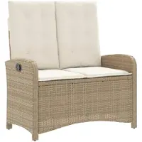 vidaXL Banc de jardin Réglable avec coussins Poly Rattan Blanc et Beige