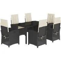 vidaXL Ensemble de jardin 7 pièces avec coussins Noir Poly Rattan