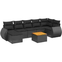 vidaXL Ensemble de jardin canapé 8 pièces avec coussins noir poly rotin