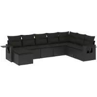 vidaXL Ensemble de jardin canapé 8 pièces avec coussins noir poly rotin