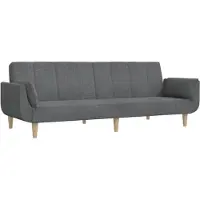 vidaXL Canapé-lit à 2 places avec deux oreillers gris clair tissu