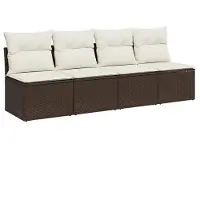 vidaXL Canapé de jardin avec coussins 4 places brun poly rotin