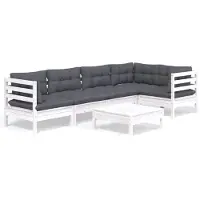 vidaXL Ensemble salon de jardin 6 pièces avec coussins Pin blanc