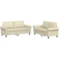 vidaXL ensemble de canapé 2 pièces avec coussin Crème Similicuir