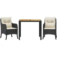 vidaXL Ensemble de jardin 3 pièces avec coussins Noir Poly Rattan