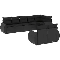 vidaXL Ensemble de jardin canapé 8 pièces avec coussins noir poly rotin