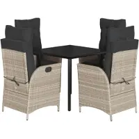 vidaXL Salon de jardin 5 pièces avec coussins gris clair Poly rotin