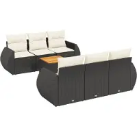 vidaXL Ensemble de salon de jardin 7 pièces avec coussins noir poly rotin