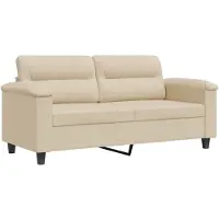 vidaXL Canapé à 2 places Crème 140 cm Tissu microfibre