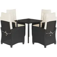 vidaXL Ensemble à manger de jardin coussins 5pcs Noir Résine tressée