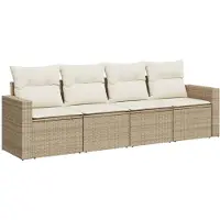 vidaXL Ensemble de salon de jardin 4 pièces avec coussins Beige Poly Rattan