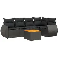 vidaXL Ensemble de salon de jardin 6 pièces avec coussins noir poly rotin