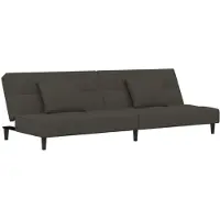 vidaXL Canapé-lit 2 places avec 2 coussins gris foncé velours