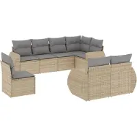 vidaXL Ensemble de jardin canapé 8 pièces avec coussins Beige Poly Rattan