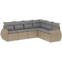 vidaXL Ensemble de salon de jardin 6 pièces avec coussins Beige Poly Rattan