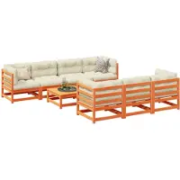 vidaXL Ensemble de 8 canapés de jardin avec coussins Pin brun ciré