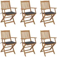 vidaXL Chaises de jardin pliantes 6 pcs. avec coussins en bois massif d'acacia