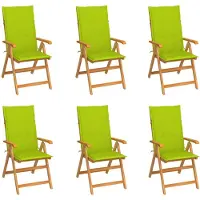 vidaXL Chaises de jardin 6 pcs. avec coussins vert clair teck massif