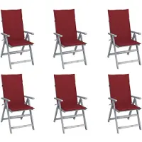 vidaXL Chaises de jardin réglables 6 pcs. avec coussins en bois massif d'acacia