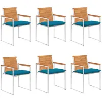 vidaXL Chaises de jardin 6 pcs. avec coussins bois massif acacia