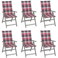 vidaXL Chaises de jardin réglables 6 pcs. avec coussins en bois massif d'acacia