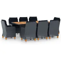 vidaXL Salon de jardin avec coussins Poly Rattan Garniture Set de salle à manger