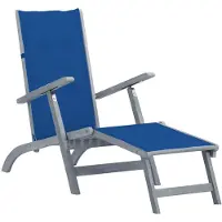 vidaXL Chaise longue avec repose-pieds et coussin, en bois massif d'acacia