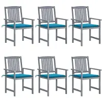 vidaXL Chaises de jardin avec coussins 6 pcs. Bois massif acacia gris