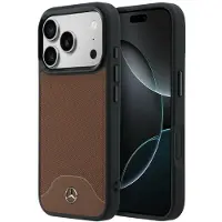 Mercedes Case Leather Wood Effect and Curve MagSafe for iPhone 17 Pro camel (Apple iPhone 17 Pro), Coque pour téléphone portable, Marron