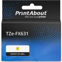PrintAbout Ruban compatible pour Brother TZe-FX631 - (12 mm) - Noir sur jaune
