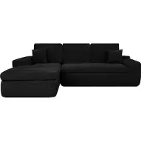 Popsofa Canapé d'angle Lazy Corner en velours côtelé noir gauche