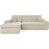 Popsofa Canapé d'angle Lazy Corner en velours côtelé beige gauche